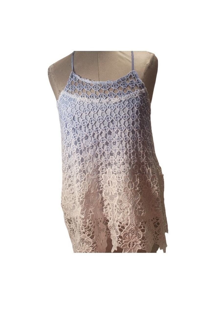 Rebellion Boutique Strap Two Tone Lace Crochet Women's Top Fairy Cottagecore Med